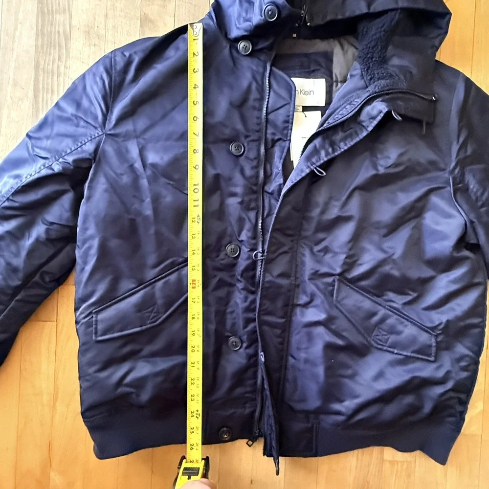 $228 Calvin Klein Oversized Hooded Water Resistant Puffer Bomber Jacket Navy 2XL